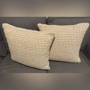 **NWT** West Elm Woven Tan and White Outdoor Pillow